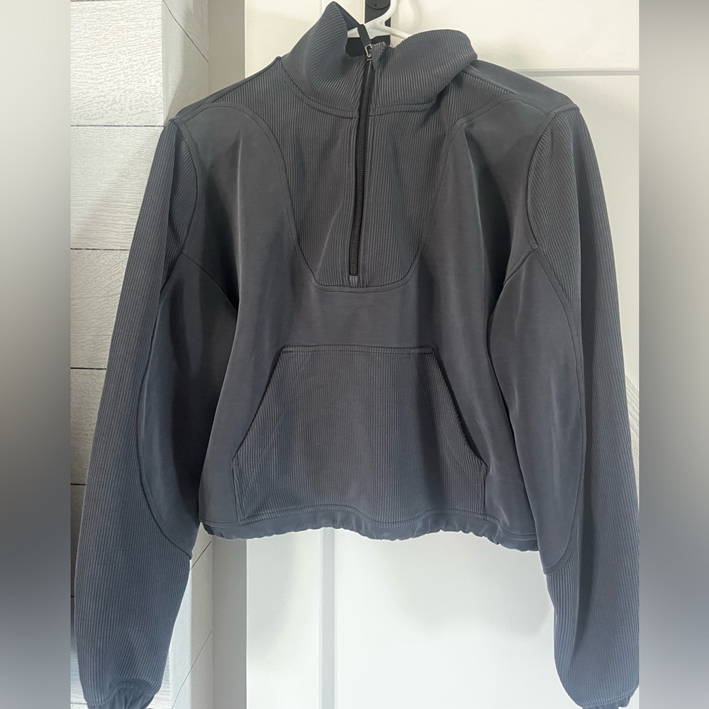 lululemon athletica Navy Blue  quarter zip Collar Cropped Hoodie